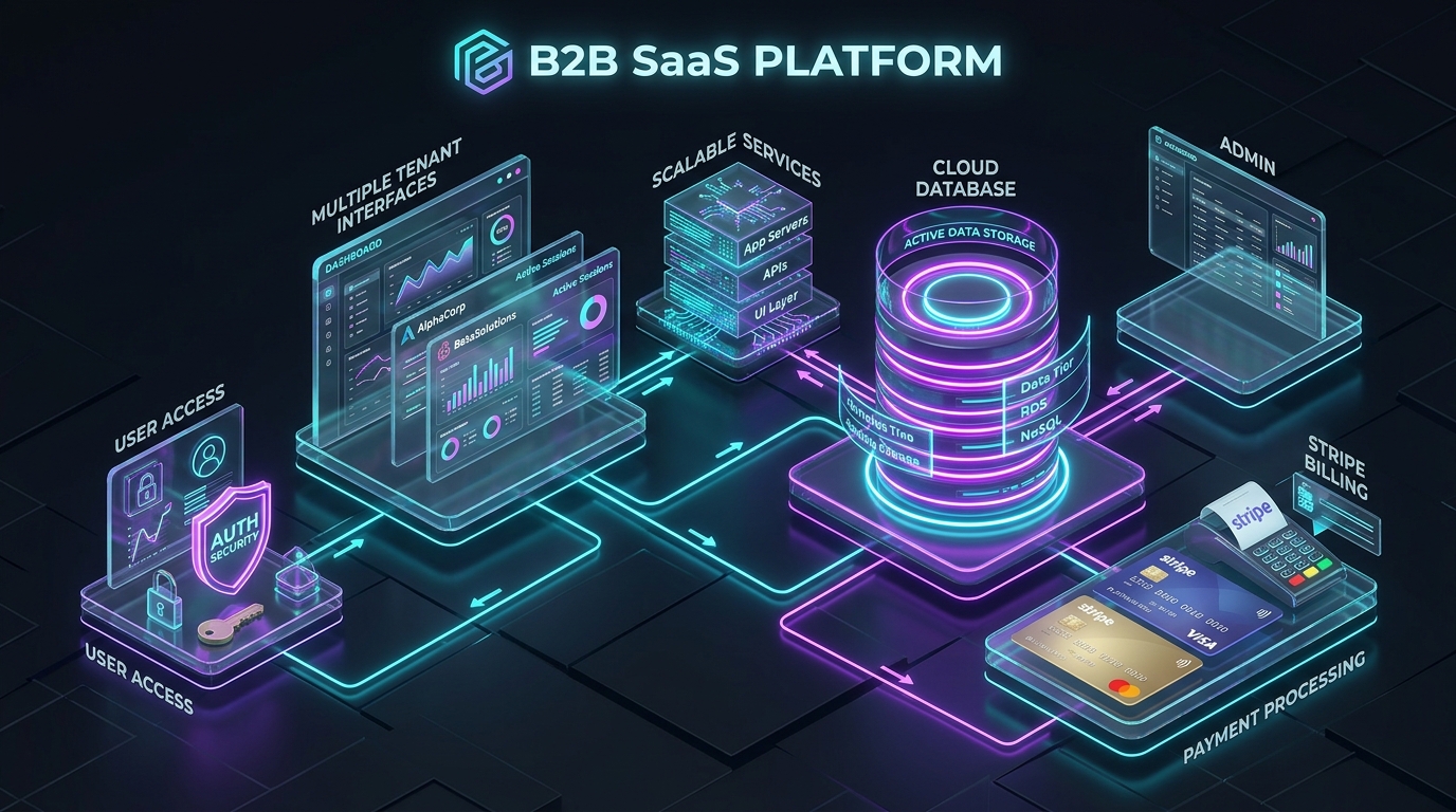 Multi-tenant B2B SaaS platform architecture with Stripe billing